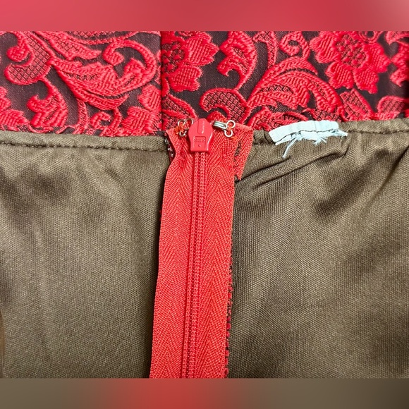 Pink Owl Fit & Flare Strapless Red Mini Party Dress - Picture 11 of 11